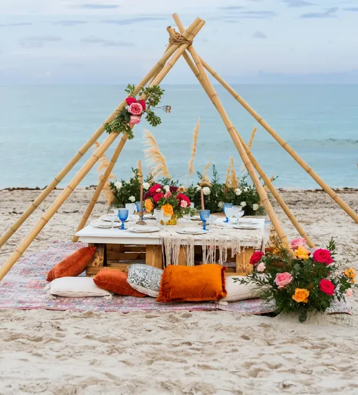 Beach Sunset Picnic Setup